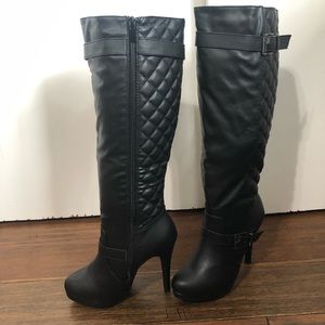 Mid calf black boots